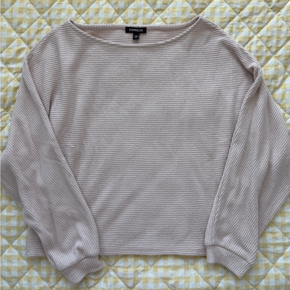 Express Cream Knit Cropped Blouse Medium